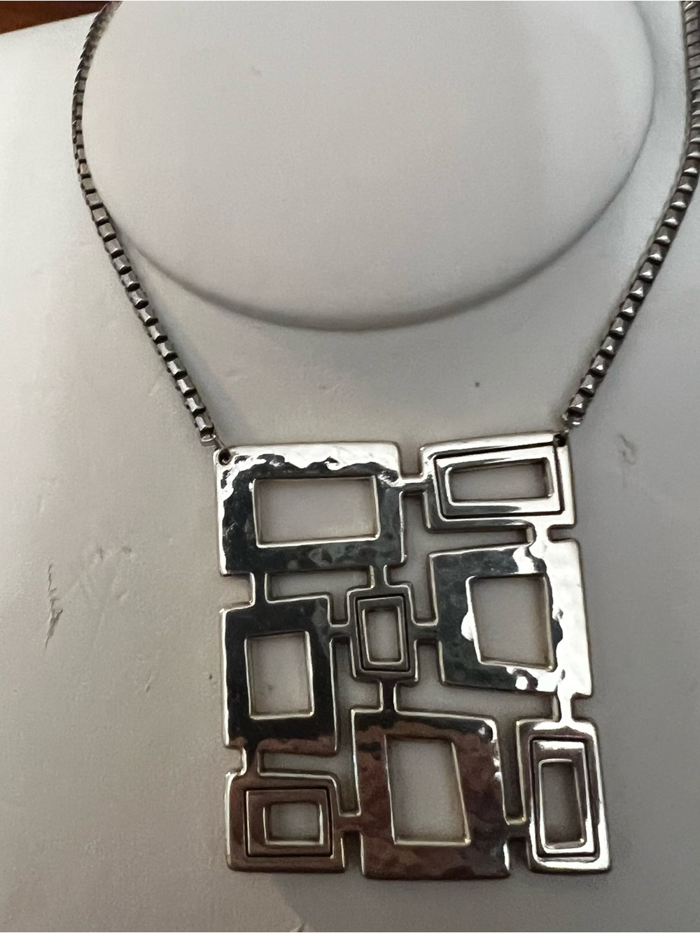 Geometric Silver Tone Statement Necklace Brighton - Picture 7 of 12
